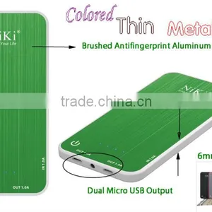 NiKi Brushed Antifingerprint Aluminum Ultra Thin 6mm Dual Micro USB Power Bank 2000mAh thumbnail-1