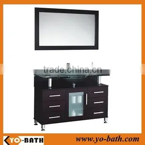 48 Inch Solid Wood Chinese Bathroom Vanity Cabinet With Glass Wash Basin thumbnail-1