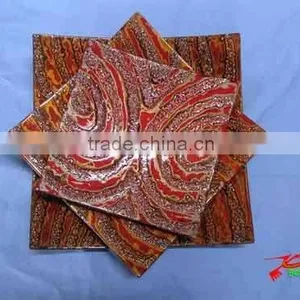 Set of Curved Square Plates With Mother of Pearl Deco thumbnail-1