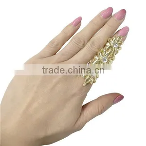 Hollow Gothic Armour Adjustable Charm Rhinestones Crystal Link Finger Ring thumbnail-3