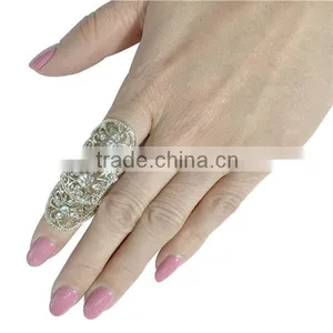 Wholesale Gothic Fashion Women Knuckle Band Crystal Double Finger Ring thumbnail-6