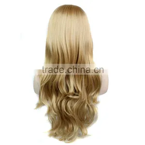 New Arrival Long Wavy Curly Blonde Hair Wigs Heat Resistant Synthetic Hair Wig With Full Bangs Color 613# thumbnail-2
