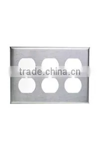 3 GANG Duplex Receptacle Wall Plate Stainless Steel thumbnail-1