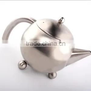 Stainless Steel 18/8 Round Tea Pot Tablewares SGS/FDA/LFGB Drinking Water Jug Housewares Tea Kettle With Three Pearl Legs thumbnail-2