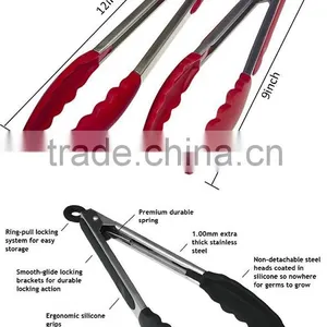 OEM Cooking Tools 430 Stainless Steel Handle Silicone BBQ Tong thumbnail-4