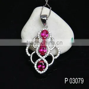 925 Silver Jewellery Pendant Necklaces With Factory Price/glass Pendant Jewelry Ruby thumbnail-1
