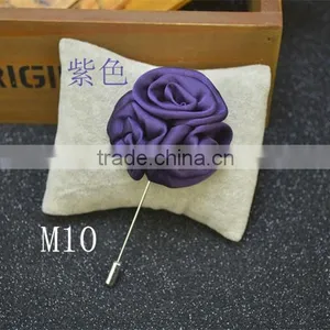 Long Needle Stick Satin Fabric Rose Lapel Pins Flower for Men Blue LAP003 thumbnail-1