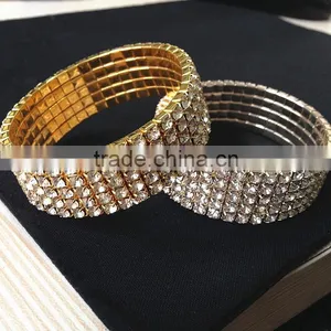 Hot Fashion 4/5/8 Rows Crystal Rhinestone Wedding Bridal Bracelet Bangle thumbnail-6