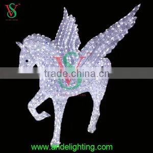 2016 New Acrylic Waterproof Pegasus Flying White Winged Horse Led Light With Wings for Outdoor Decorations thumbnail-1