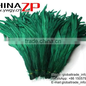 Top Supplier ZPDECOR Bulk Sale 35-40cm Length Best Quality Kelly Green Fully Dyed Rooster Chicken Feathers thumbnail-2