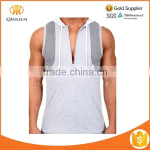 Jacket Sport Casual Mens Zip Hoody Gray Sleeveless Hooded thumbnail-1
