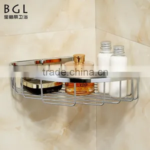 Wall Mounted Bathroom Hardware Chrome Plating Brass Hanging Corner Basket for Bathroom Storage thumbnail-2