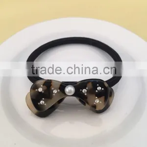 Fashion Hair Bow Hair Clip Tortoise Hair Elastic Band Rhinestone Bow Hair Band thumbnail-1