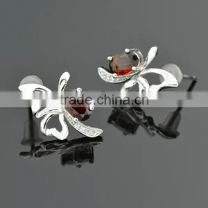 Fashion Garnet CZ Earrings, Hot Stud Earrings thumbnail-5