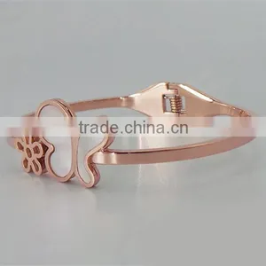 2016 Summer Elegant Bracelet Women Stainless Steel Butterfly Bangle With Rose Gold Wedding Jewelry thumbnail-2
