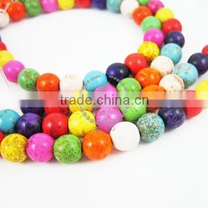 1 String 15inch 6-8mm Vintage Mix Color Dyeing Turquoise Kawaii Round Unique Beads 3010015 thumbnail-2