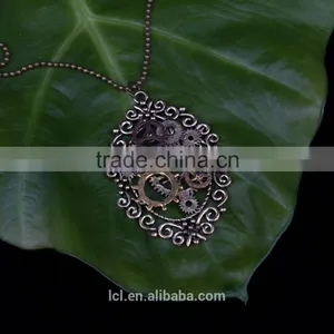 New Design Steampunk Gear Cameo Pendant Statement Necklace 2015 Yiwu Fashion Imitation Jewelry Hot Sale thumbnail-2