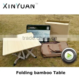 China Height Adjustable Folding Bamboo Table Outdoor Use Supplier thumbnail-4