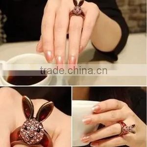 Young Lady Favourite Diamante Wine Red Smart Rubbit Rings thumbnail-4