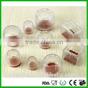 Transprent Soft Rubber Round Table Chair Leg Floor Protectors With Felt thumbnail-4