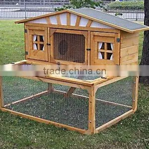 Large Wooden Rabbit House With Run thumbnail-1