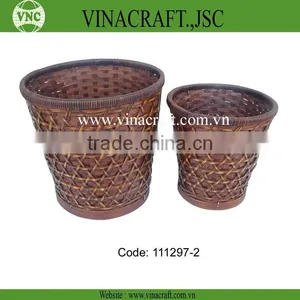 Vietnam Brown Bamboo Waste Baskets Wholesale thumbnail-1