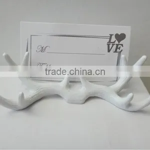 Pure White Deer Antler Wedding Place Card Holder thumbnail-4