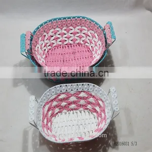 Round/Oval Paper Rope Wire Storage Tray With Ear Handle thumbnail-3