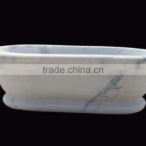 Half Hand Carved Freestanding Stone Bathtub thumbnail-1