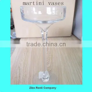 Cheap Tall Clear Wedding Sweet Holder Pedestal Elegant Long Stem Martini Vases thumbnail-1