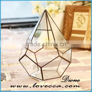 Attractive Indoor Decor Flower Clear Terrarium Copper Glass Vase thumbnail-2