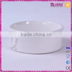 White Glazed Round Ceramic Pet Food Bowl thumbnail-3