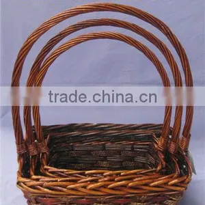 Rectangular Shape Willow Flower Basket With Single Handle thumbnail-1