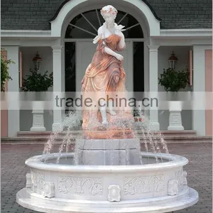 Stone Outdoor Garden White Marble Lady Pouring Water Fountain thumbnail-2