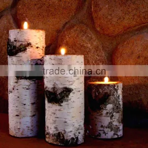 Creative Real Birch Log Candle Holder Set thumbnail-1