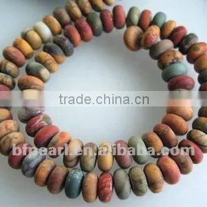 Wholesale Matte 16" 10 Rondelle Picasso Jasper Beads thumbnail-1