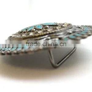 Antique Looking Fashion Hot Sale Embellished Buckle for Belts, Zinc Alloy Material Buckle With Paint Injection and Rhinestones thumbnail-5