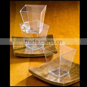 Elegant Square Mini 2 oz Clear Tasting Sample Shot Glasses Dessert Cups,custom Plastic Square Dessert Drinking Cup for Sale thumbnail-1