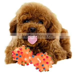 Hot Sale!! 2015 Christmas Gift Pet Supplies Pet Dog Cat Puppy Colorful Sound Polka Dot Squeaky Rubber Dumbbell Chewing Toy thumbnail-1