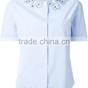 100% Cotton Girls Flower Embroidery Shirt OEM Service thumbnail-4