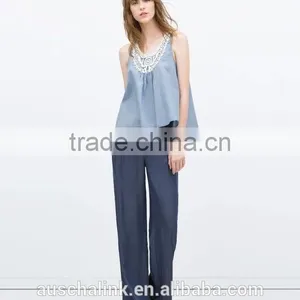 New Style Summer Denim Sleeveless Crochet Top Pattern Wholesale thumbnail-3