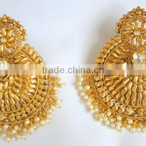 BIG Gold Plated DANGLER Earrings thumbnail-2