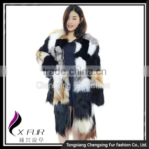 CX-G-A-262 Patchwork Fashion Design Women Real Fur Jacket for Winter thumbnail-3