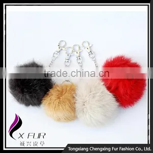 CX-R-36 Cute High Quality Genuine Rabbit Fur Ball Key Chain Keychain thumbnail-1