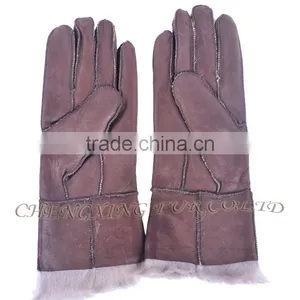 CX-A-59E Women Classic Elegant Genuine Leather Sheep Fur Gloves thumbnail-4