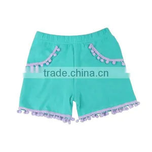 Wholesale Girls Shorts Children Kids Shorts With Pom Ruffle Summer Shorts thumbnail-5