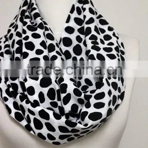 Black on White Polka Dots Infinity Scarf, Circle Scarf, Loop Scarf, Scarves, Spring - Fall - Winter Fashion thumbnail-4