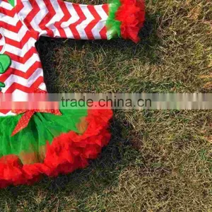 Chirstmas Candy Cane Tutu Ropmer Baby New Design Red Chevron Romper With Matching Headband thumbnail-3