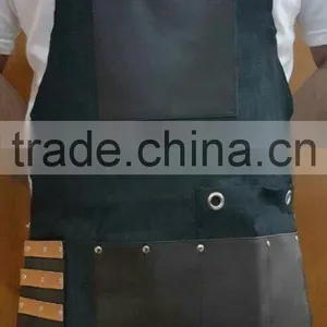 Hand Crafted Custom Logo Black Barber Waxed Canvas Apron for Mens thumbnail-1