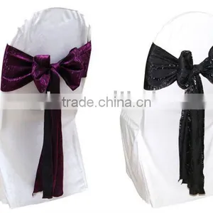 White Polyester Banquet Chair Cover Wedding Crushed Taffeta Chair Band thumbnail-1
